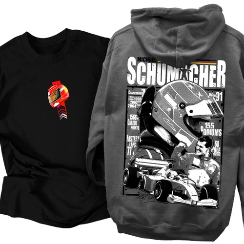 Michael Schumacher tribute kapucnis pulcsi és MS Helm póló szett (Fekete-Grafit)