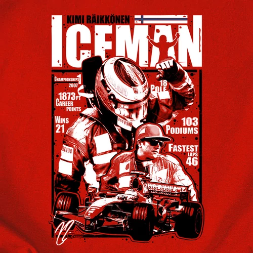 ICEMAN - Kimi Raikkönen Tribute férfi póló (B_Piros)