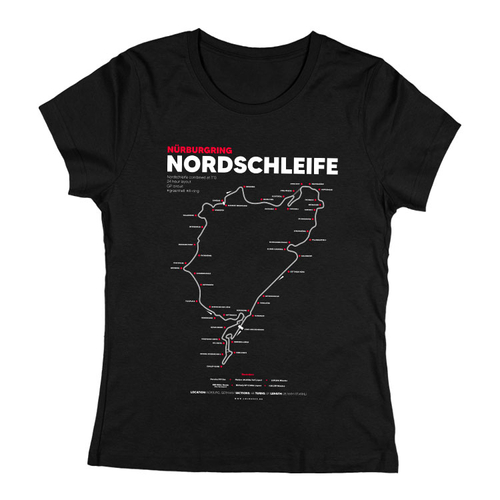 Nordschleife pálya térképes női póló (Fekete)