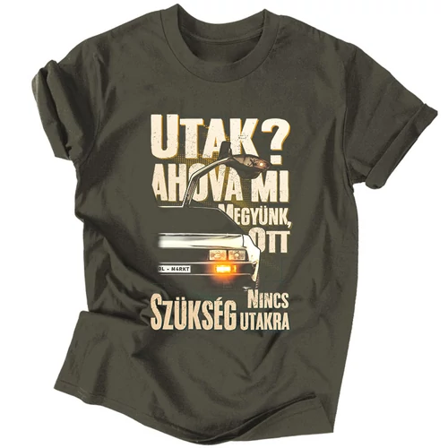 Ahová mi megyünk - Delorian férfi póló (Grafit)