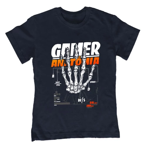 Gamer Anatómia (PC) gyerek póló (Sötétkék)