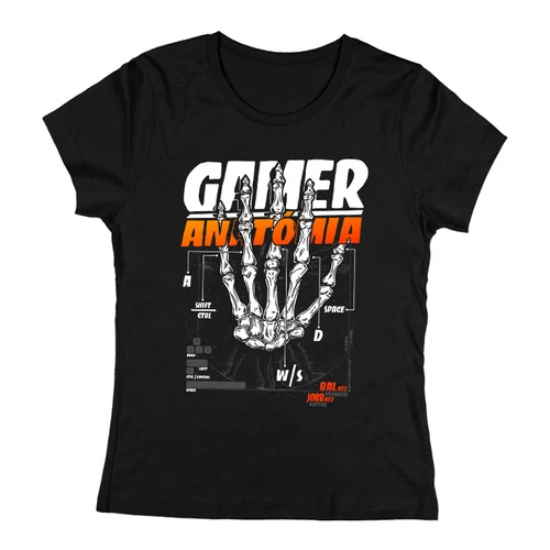 Gamer Anatómia (PC) női póló (Fekete)