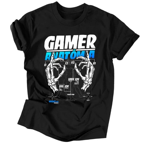 Gamer Anatómia (PS) férfi póló (Fekete)