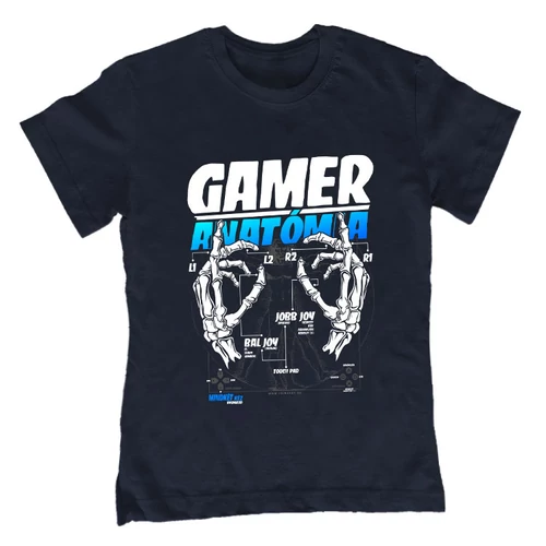 Gamer Anatómia (PS) gyerek póló (Sötétkék)