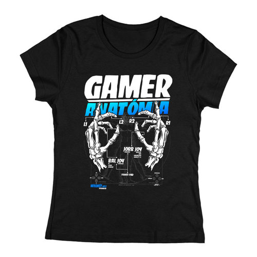 Gamer Anatómia (PS) női póló (Fekete)