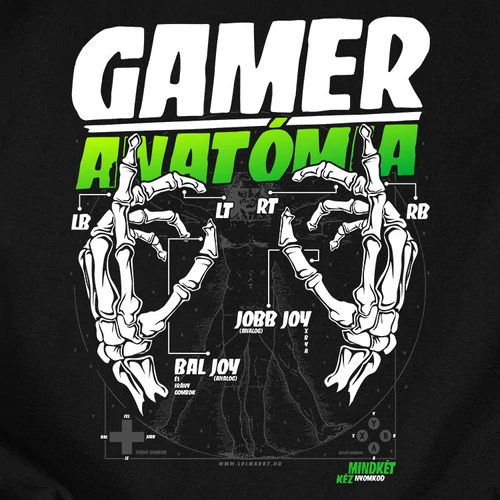 Gamer Anatómia (XBOX) női póló (B_Fekete)