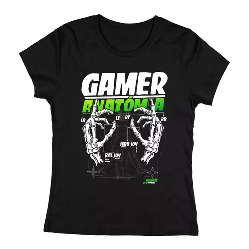 Gamer Anatómia (XBOX) női póló (Fekete)