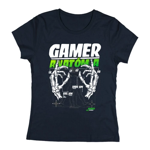 Gamer Anatómia (XBOX) női póló (Sötétkék)
