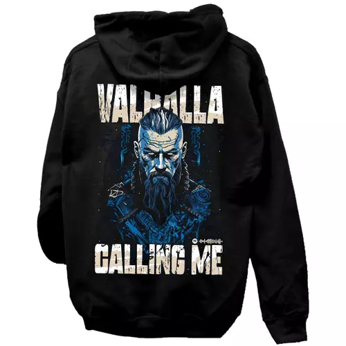 Valhalla Calling Me kapucnis pulcsi (hátán nyomott) (Fekete)