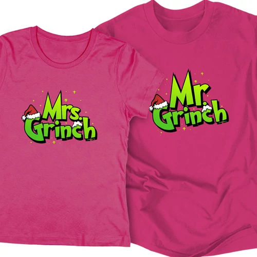 Mr és Mrs Grinch páros póló szett (Rózsaszín)