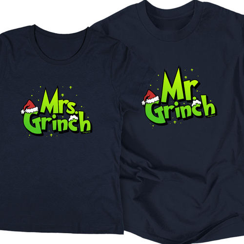 Mr és Mrs Grinch páros póló szett (Sötétkék)