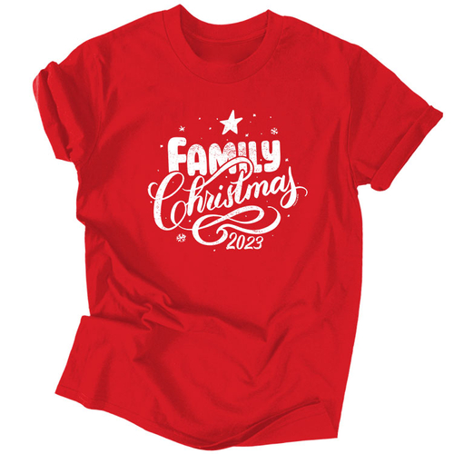 Family Christmas 2023 férfi póló (Piros)