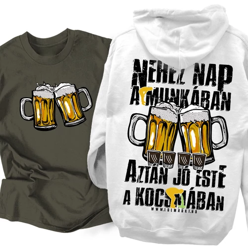 Nehéz nap a munkában póló-pulcsi szett (Grafit - Fehér)