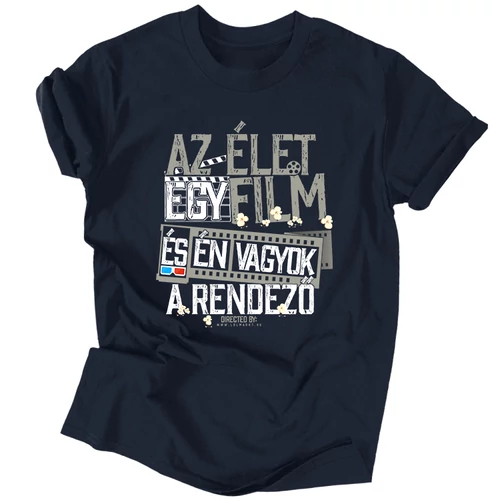 Az élet egy film férfi póló (Sötétkék)