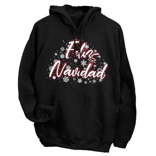 Feliz Navidad kapucnis pulóver (Fekete)