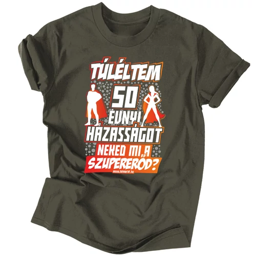 Túléltem X évnyi házasságot férfi póló (Grafit)