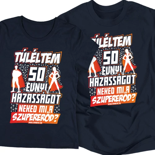 Túléltem X év házasságot - páros póló szett (Navy-Navy)