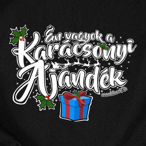 Karácsonyi ajándék kapucnis pulóver (B_Fekete)