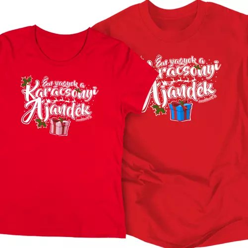 Karácsonyi ajándék póló szett (Piros-Piros)