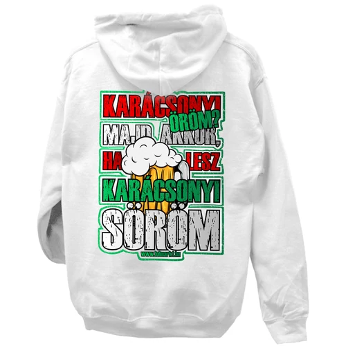Karácsonyi öröm kapucnis pulóver (Fehér)