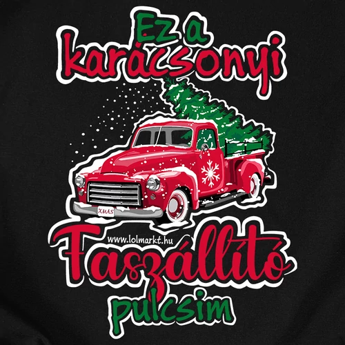 Karácsonyi faszállító kapucnis pulóver (B_fekete)