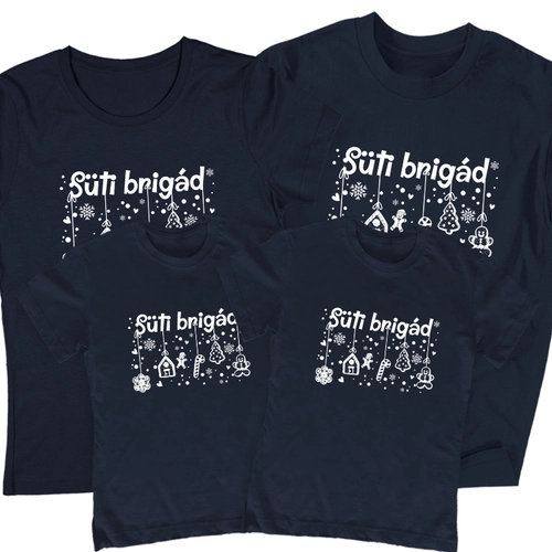 Süti brigád családi póló szett (2 gyerek) (Sötétkék)
