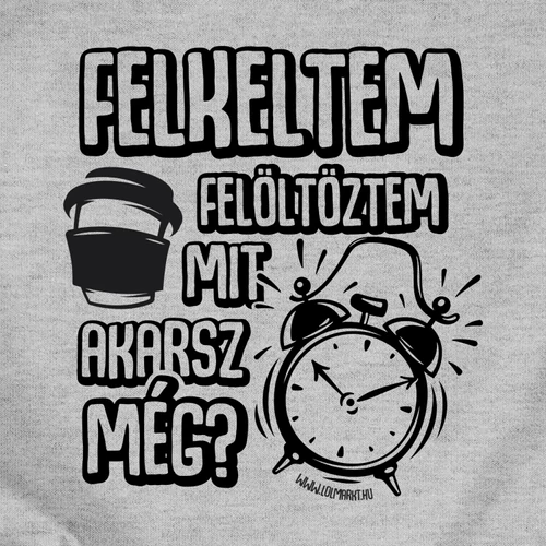 Felkeltem női póló és fémbögre szett (B_szürke)