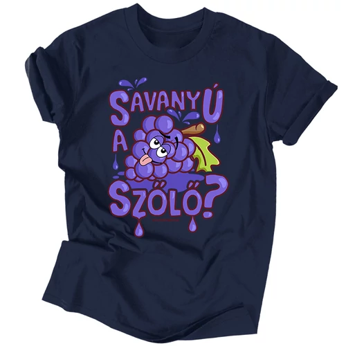 Savanyú a szőlő férfi póló (Sötétkék)