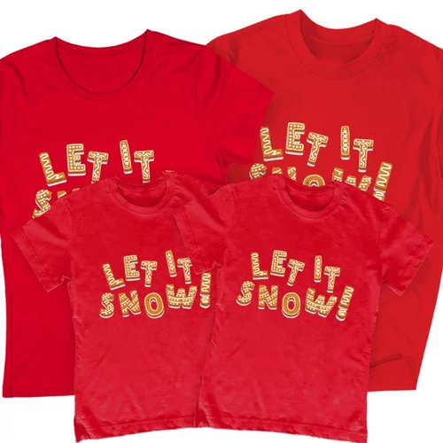 Let it snowt családi póló szett (Piros)