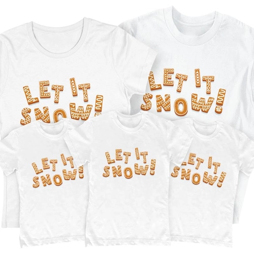 Let it snow családi póló szett (3 gyerek) (Fehér)
