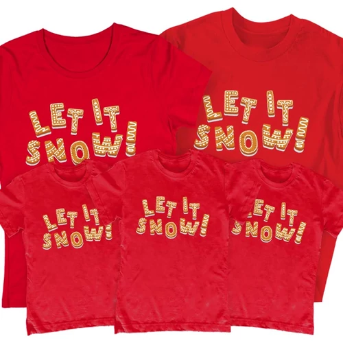 Let it snow családi póló szett (Piros)