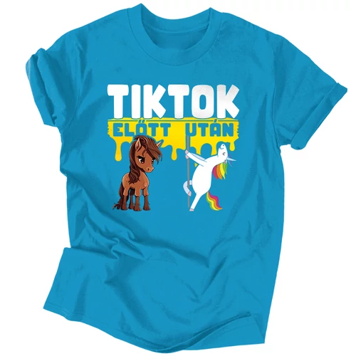 Tiktok előtt - után férfi póló (Türkiz)