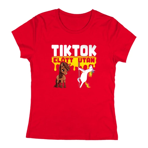 Tiktok előtt - után női póló (Piros)