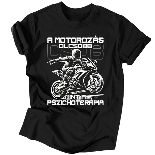 A motorozás olcsóbb férfi póló (fekete)