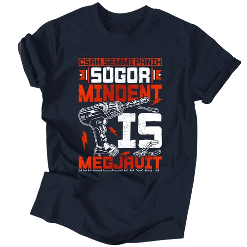 Sógor mindent is megjavít férfi póló (Sötétkék)