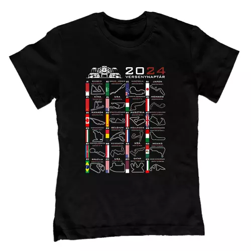Forma 1 versenynaptár 2024 gyerek póló (Fekete)