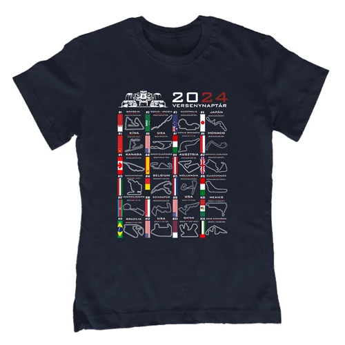 Forma 1 versenynaptár 2024 gyerek póló (Sötétkék)