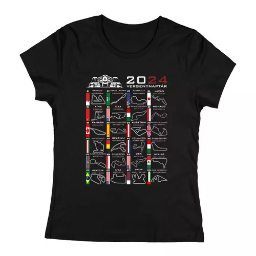 Forma 1 versenynaptár 2024 női póló (Fekete)