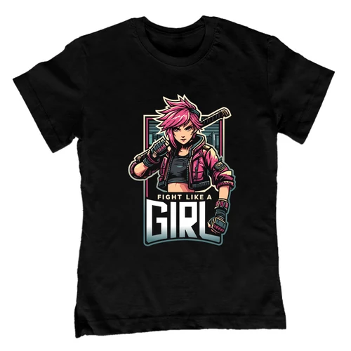 Fight like a girl gyerek póló (Fekete)