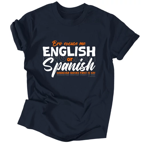 English or Spanish férfi póló (Sötétkék)