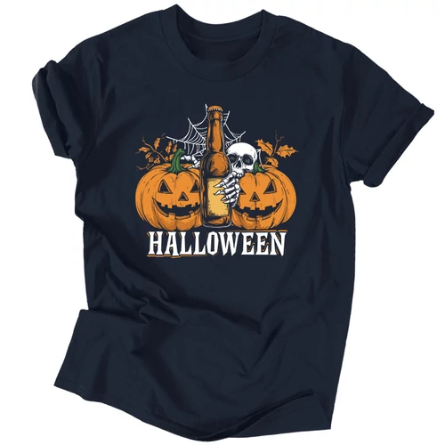 Sörös halloween férfi póló (Sötétkék)