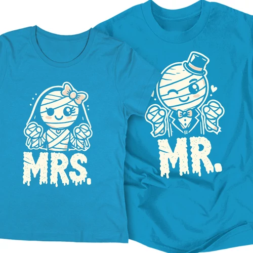 Mr. & Mrs. páros póló (halloweeni kiadás) (Türkiz)