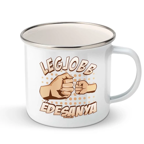 Legjobb anya (gyerek kezekkel) fém bögre (Fehér)