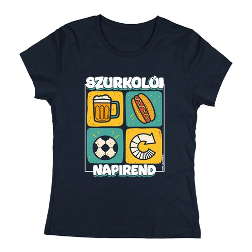 Szurkolói napirend szurkolói női póló (Sötétkék)