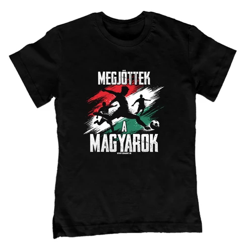 Megjöttek a magyarok szurkolói gyerek póló (Fekete)