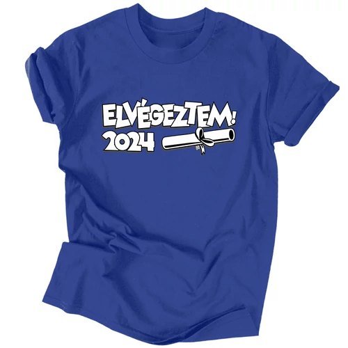 Elvégeztem! férfi póló (Királykék)