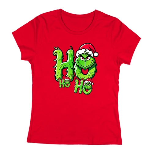 Ho Ho Ho (Grinch) Női póló (Piros)