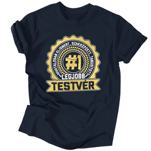 Tanusított legjobb testvér férfi póló (Sötétkék)