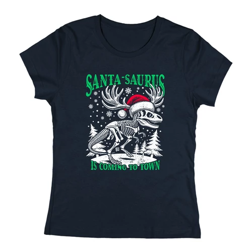 Santa-Saurus női póló (Sötétkék)