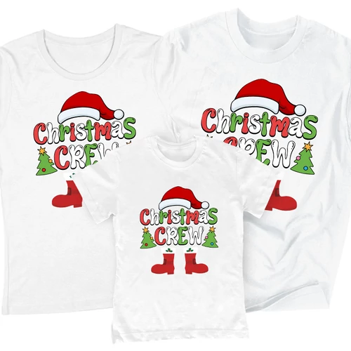Christmas crew családi póló szett (1 gyerek) (Fehér)
